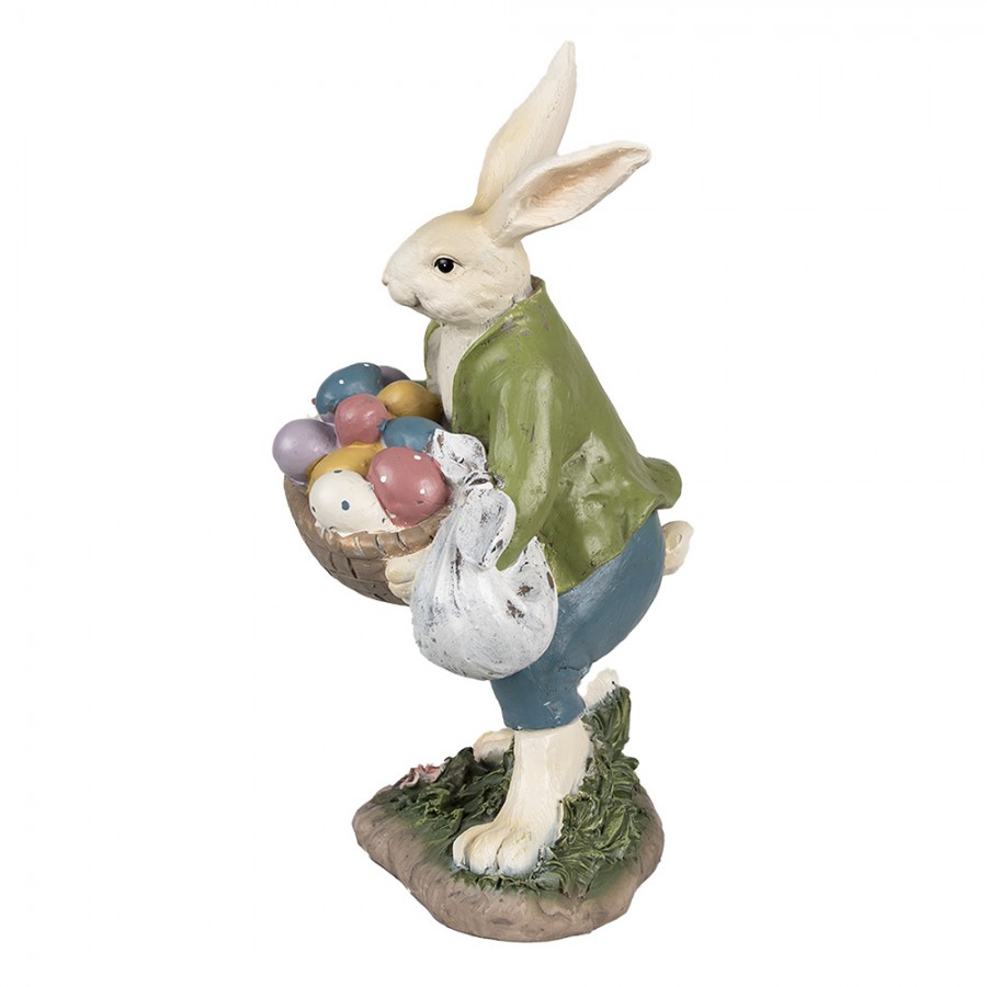 Statua decorativa coniglio con cestino in resina - H.32 cm - Clayre&Eef